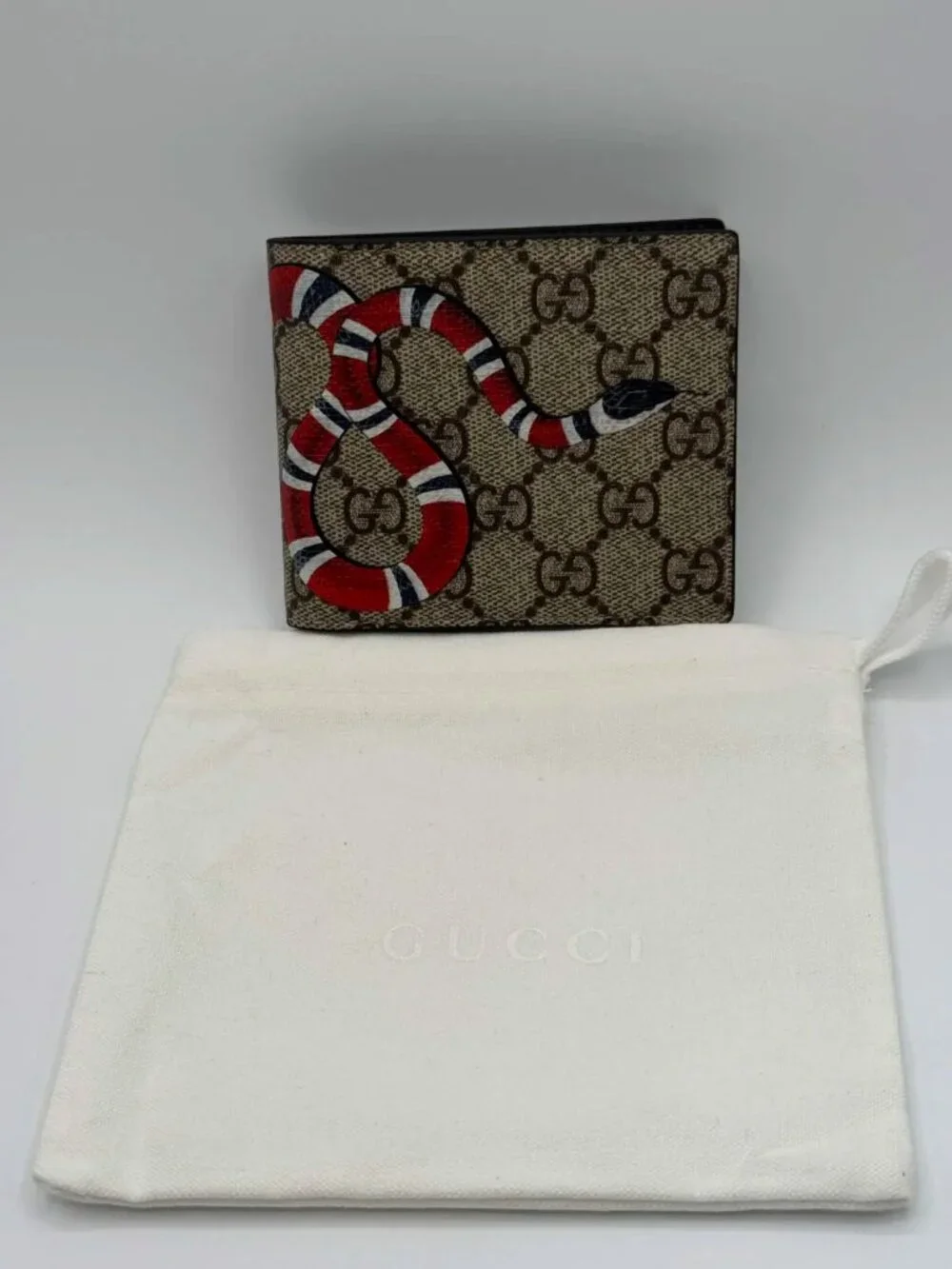Gucci Kingsnake GG Supreme Wallet Beige